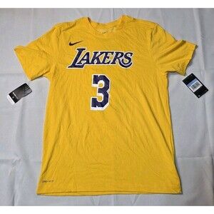 New Men's Nike Tee NBA LA Los Angeles Lakers Anthony Davis #3 T-Shirt Yellow MED